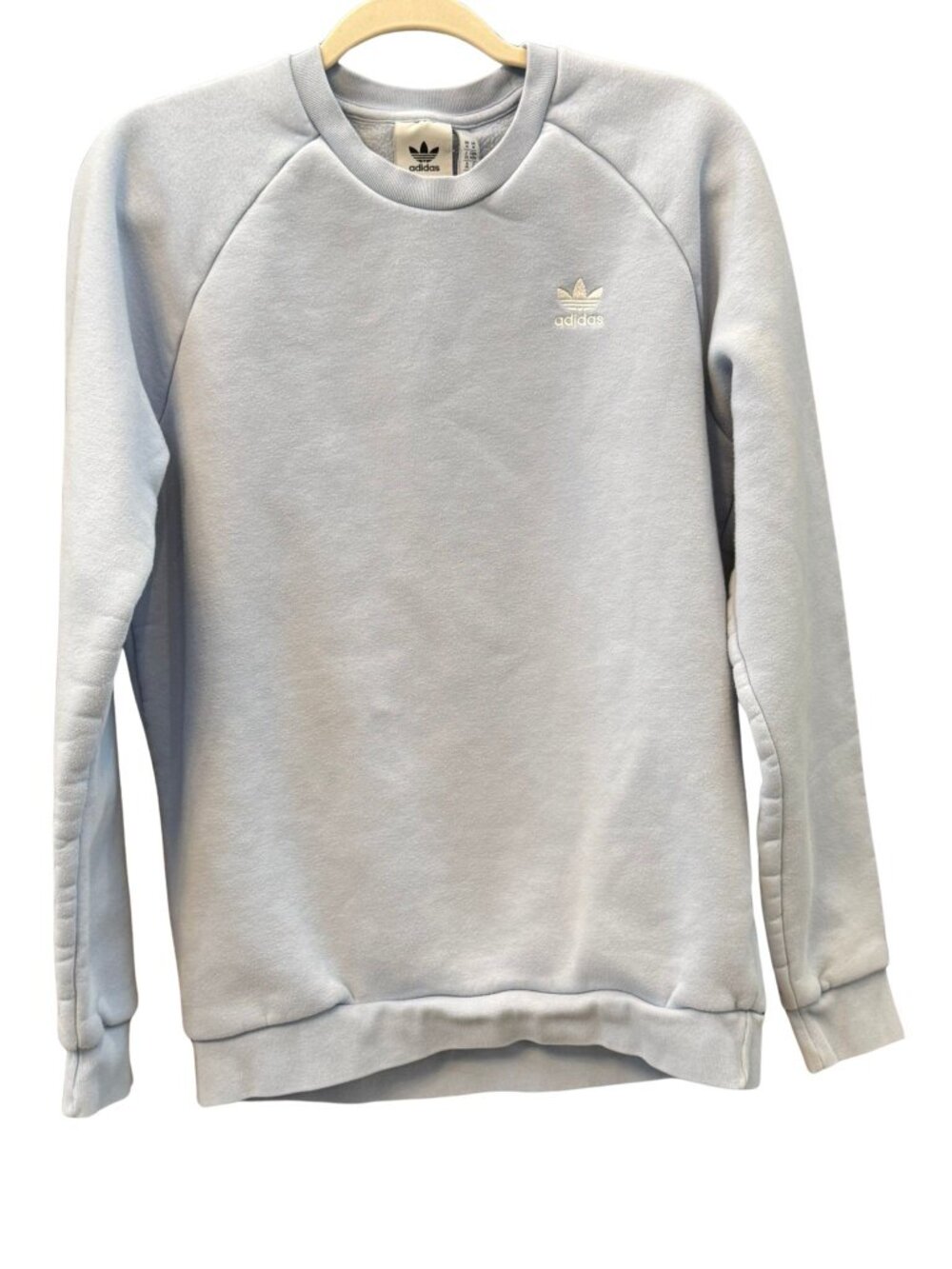 Adidas Originals Light Blue Trefoil Crewneck Sweatshirt Unisex Medium Raglan